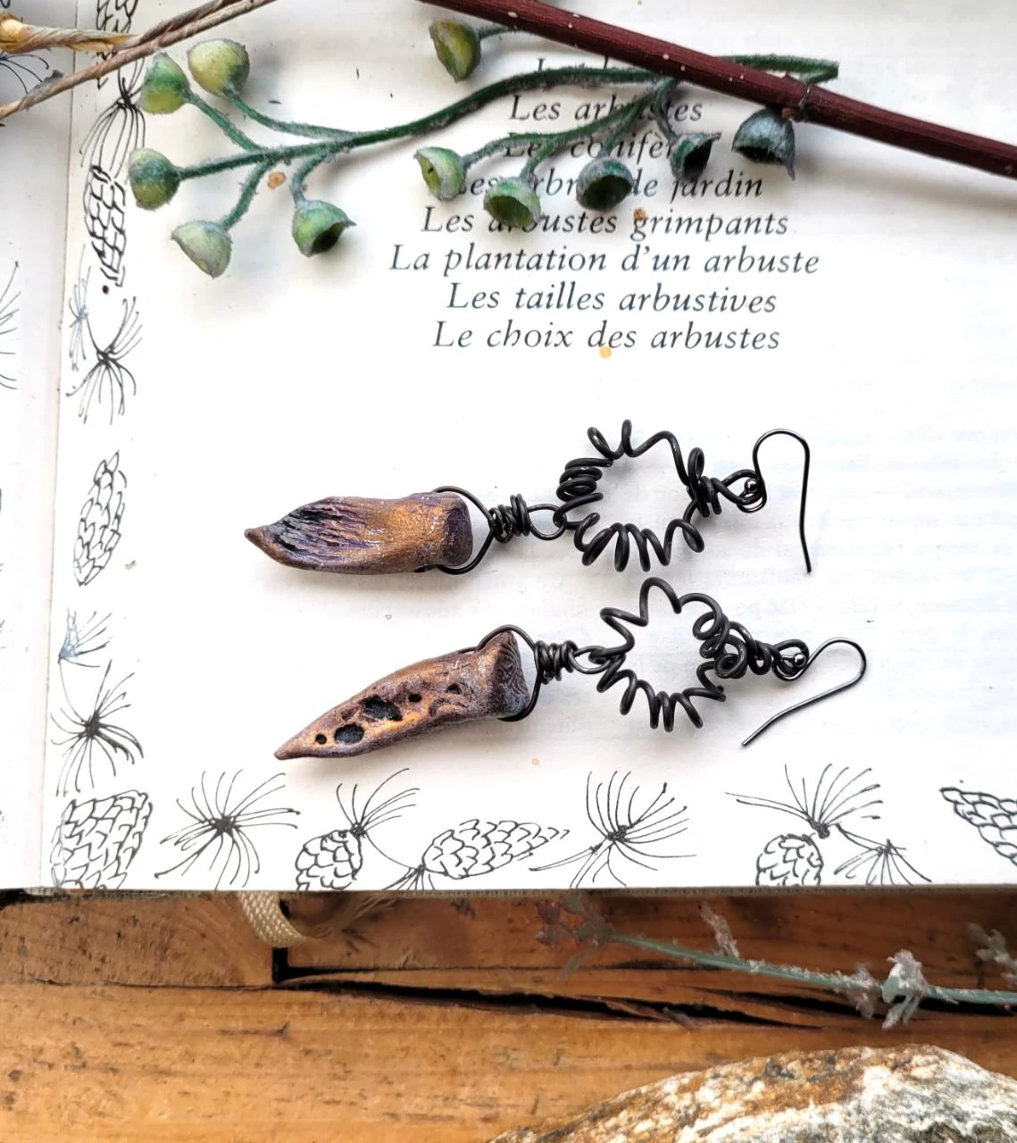 Minimalist and primitive earrings with handmade ceramics.. – photo 6